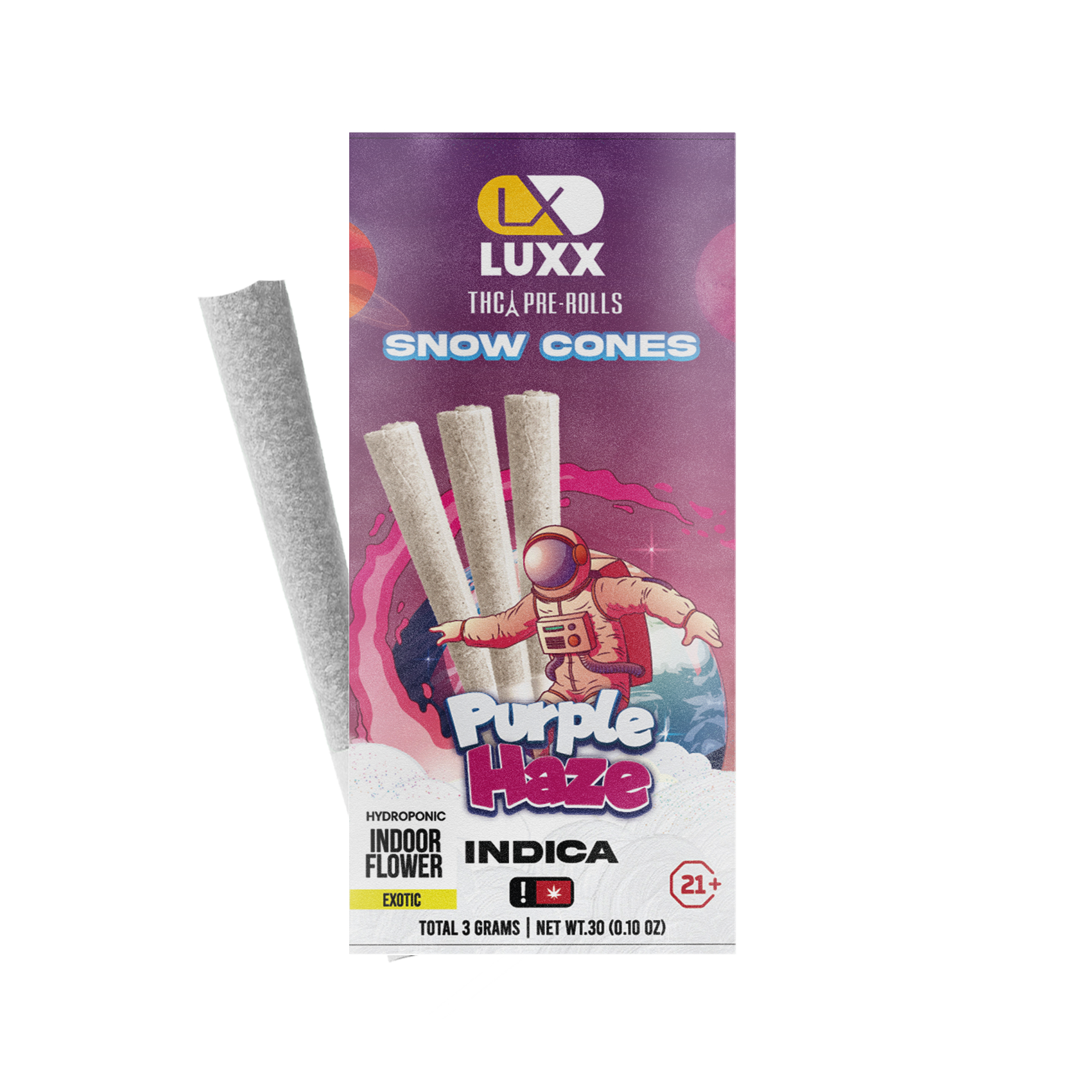 LUXX THC-A 3GM PACK SNOW CONES 3PC/PACK - PURPLE HAZE