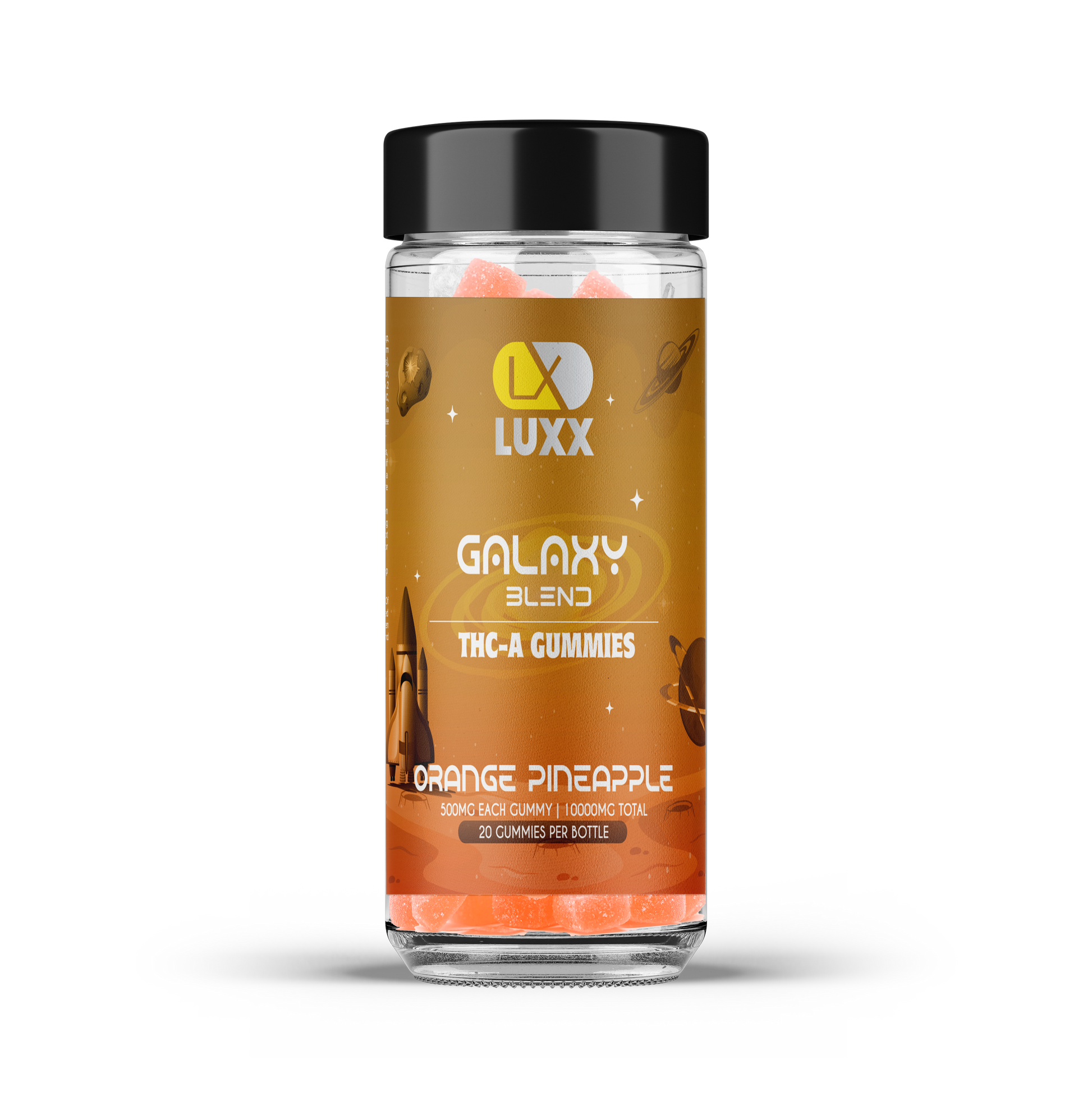 LUXX GALAXY BLEND THC-A GUMMIES JAR - ORANGE PINEAPPLE (Sativa)