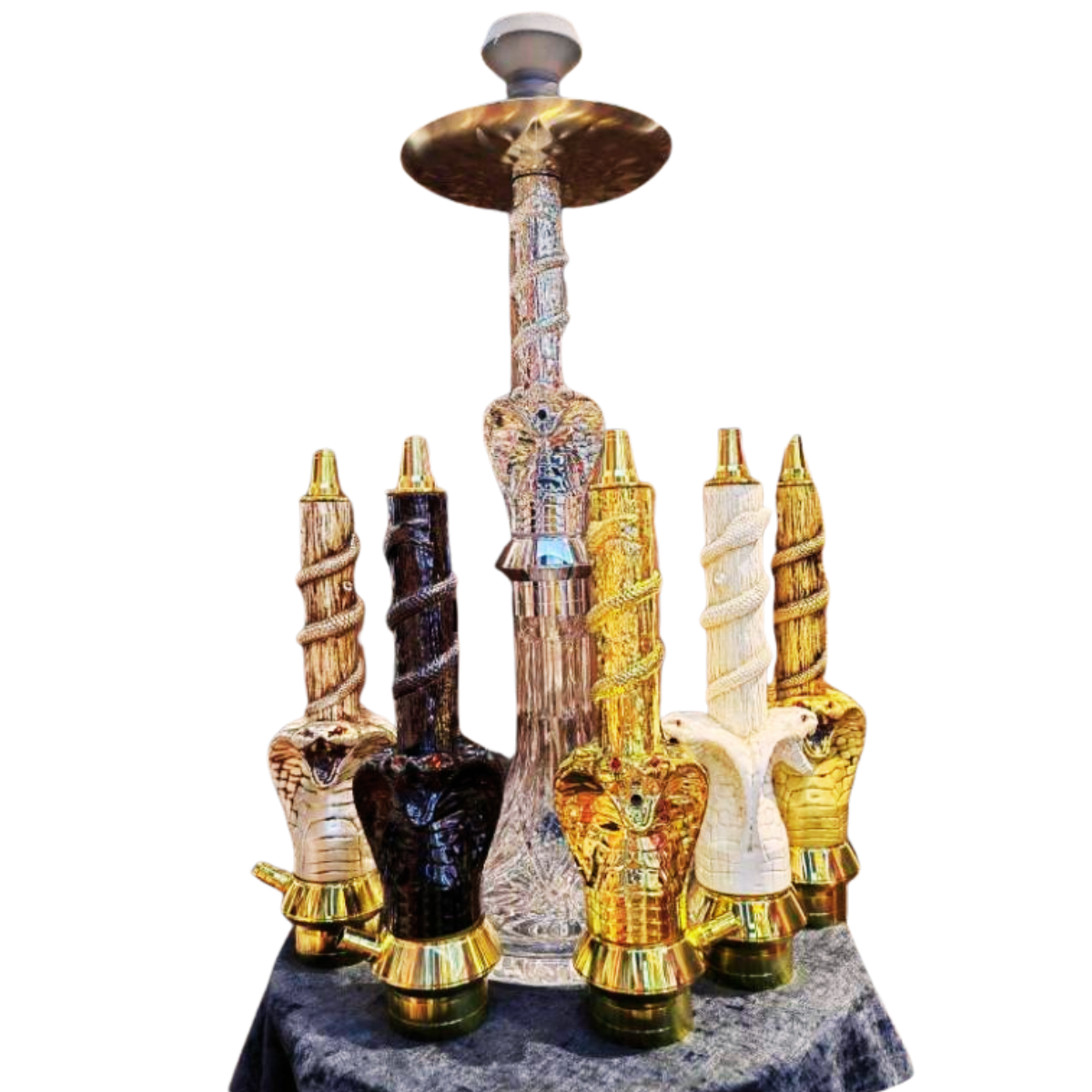 DOUBLE HEAD SNAKE DESIGN - LUXX 4745 - ALUMINIUM + RESIN HOOKAH 65CMS