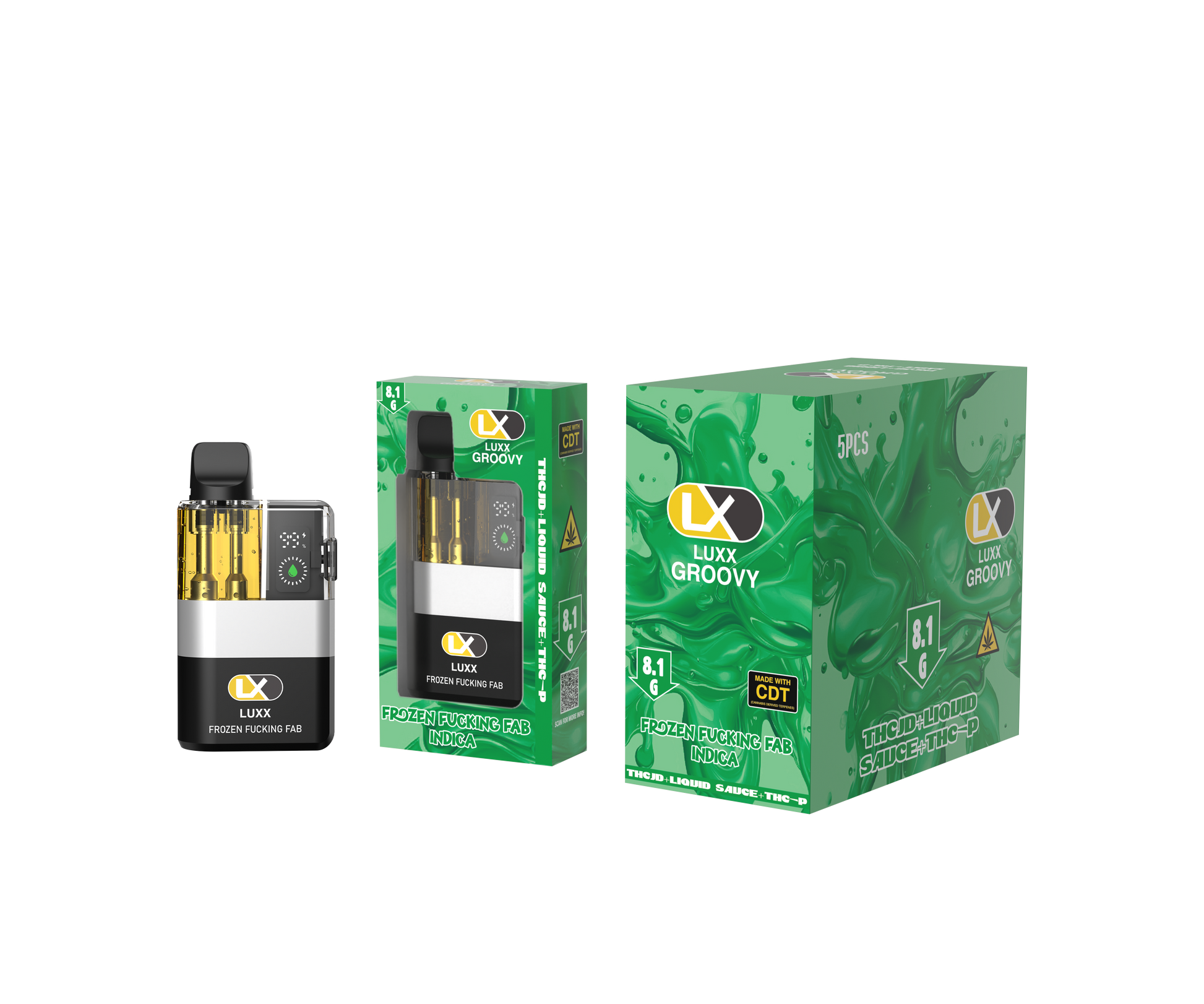 LUXX GROOVY 8.1GM THCJD + LIQUID SAUCE + THCP - FROZEN FUCKING FAB (INDICA)