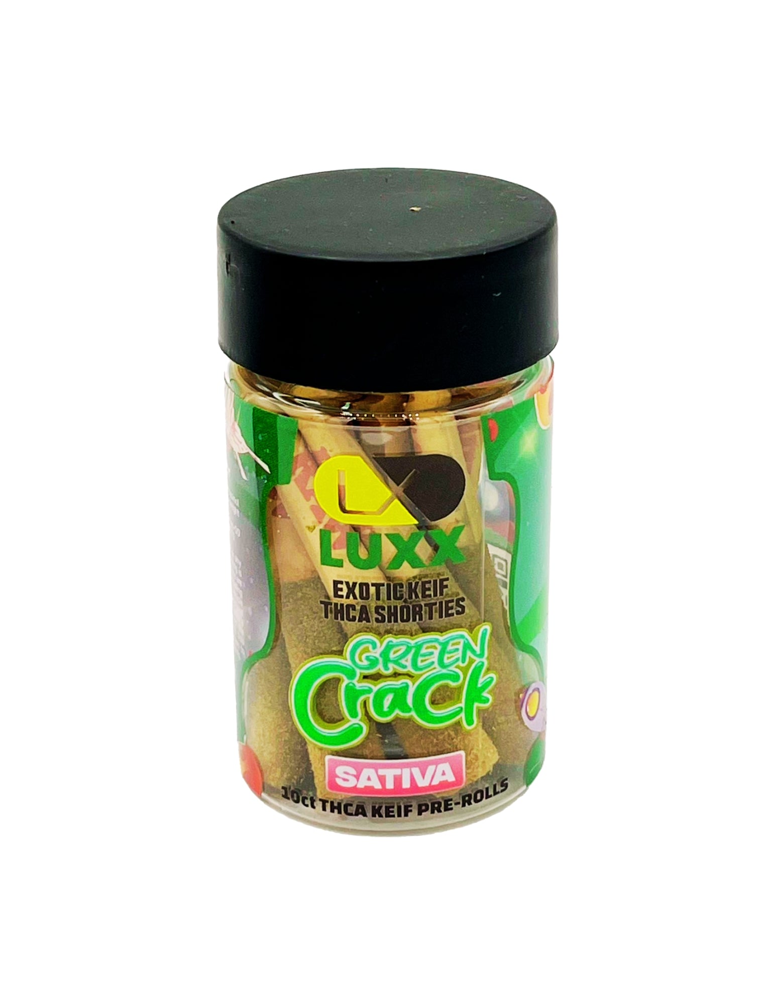 LUXX EXOTIC KIEF THC-A SHORTIES 10CT JAR - GREEN CRACK