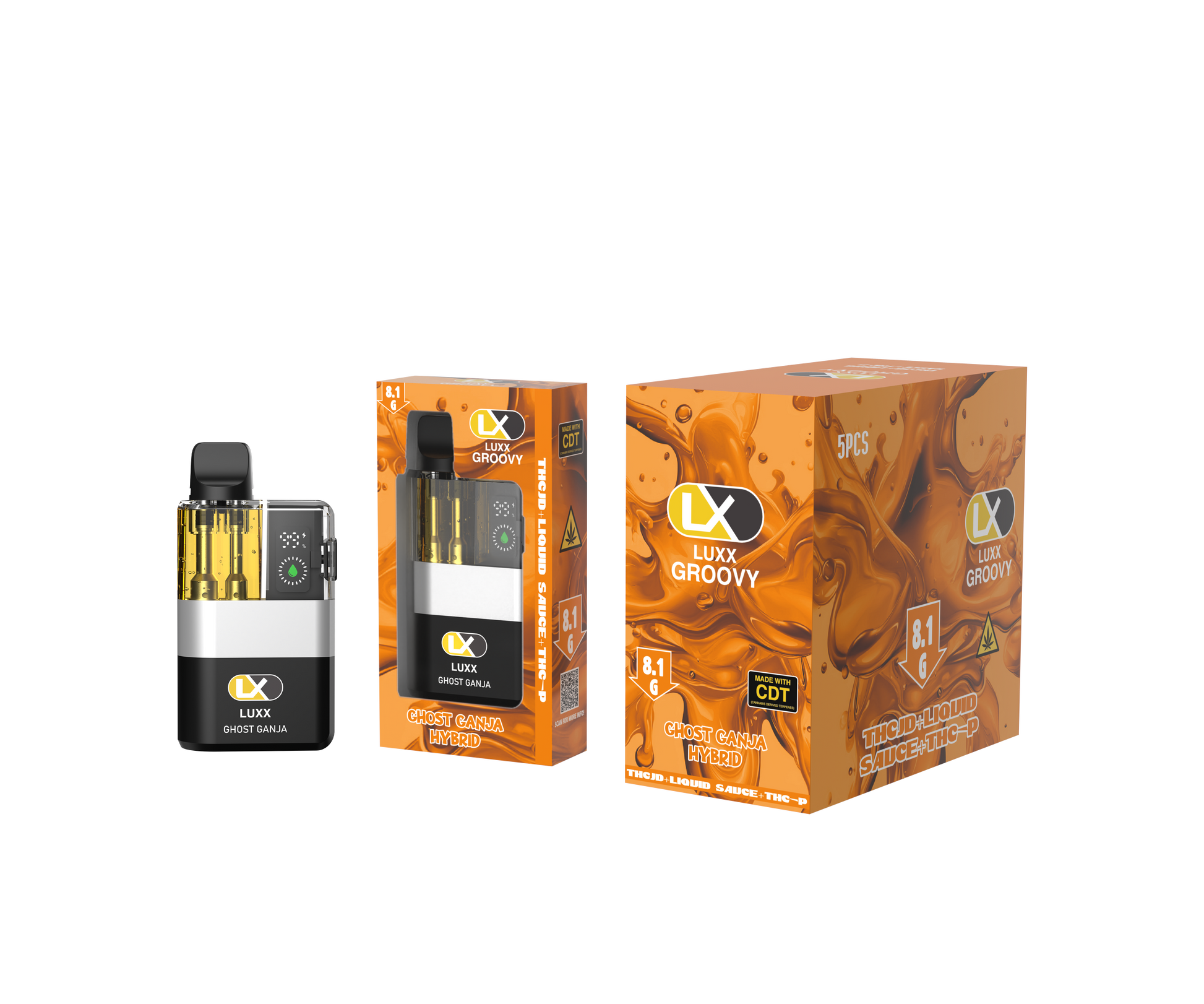 LUXX GROOVY 8.1GM THCJD + LIQUID SAUCE + THCP - GHOST GANJA (HYBRID)