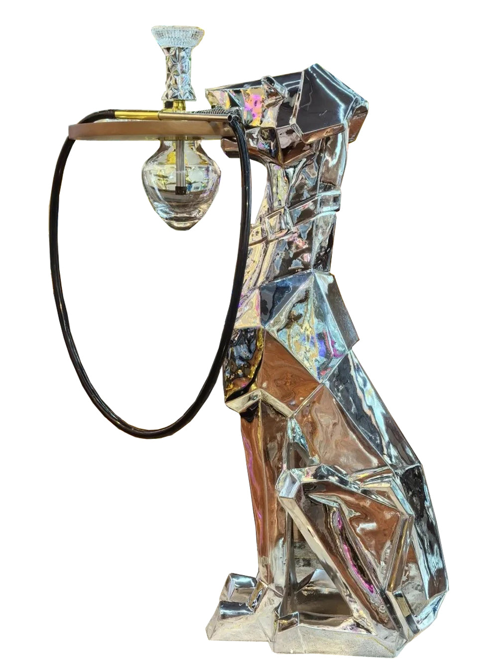 SILVER DOG DESIGN HOOKAH - LUXX 4686 ALUMINIUM + RESIN HOOKAH ELECTROPLATE COLOR