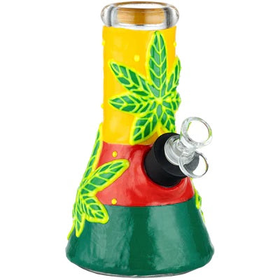 RASTA LEAF GLASS BONG