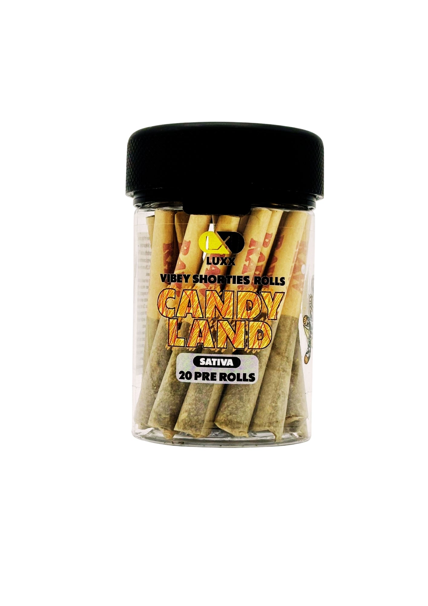 LUXX VIBEY THC-A SHORTIES 20 COUNT PRE ROLLS JAR- CANDYLAND