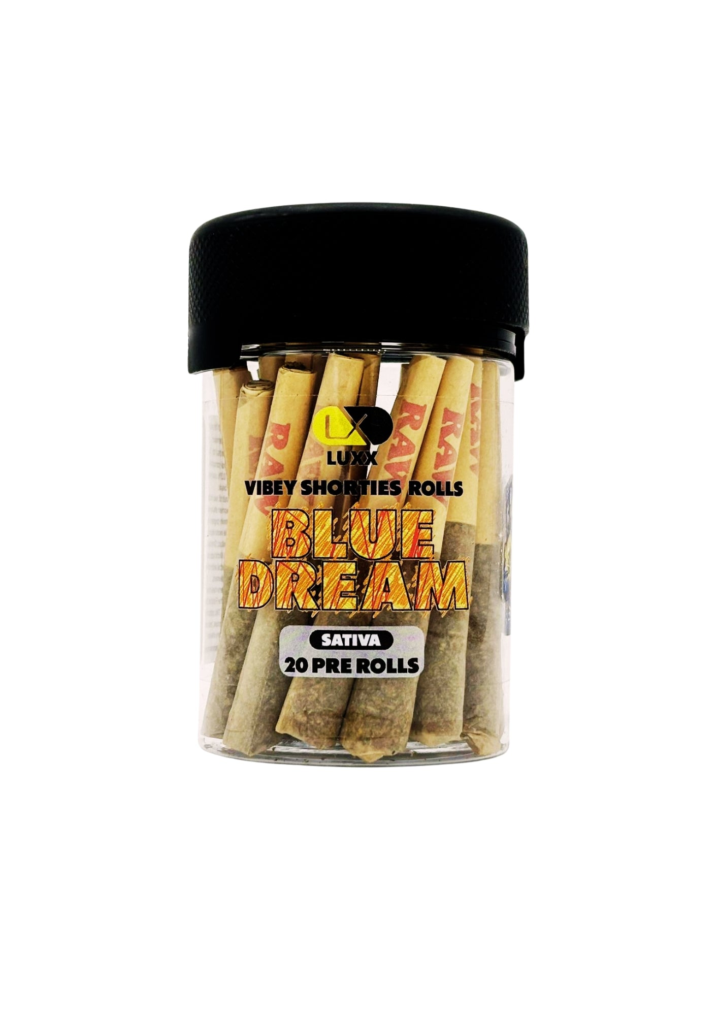 LUXX VIBEY THC-A SHORTIES 20 COUNT PRE ROLLS JAR- BLUE DREAM