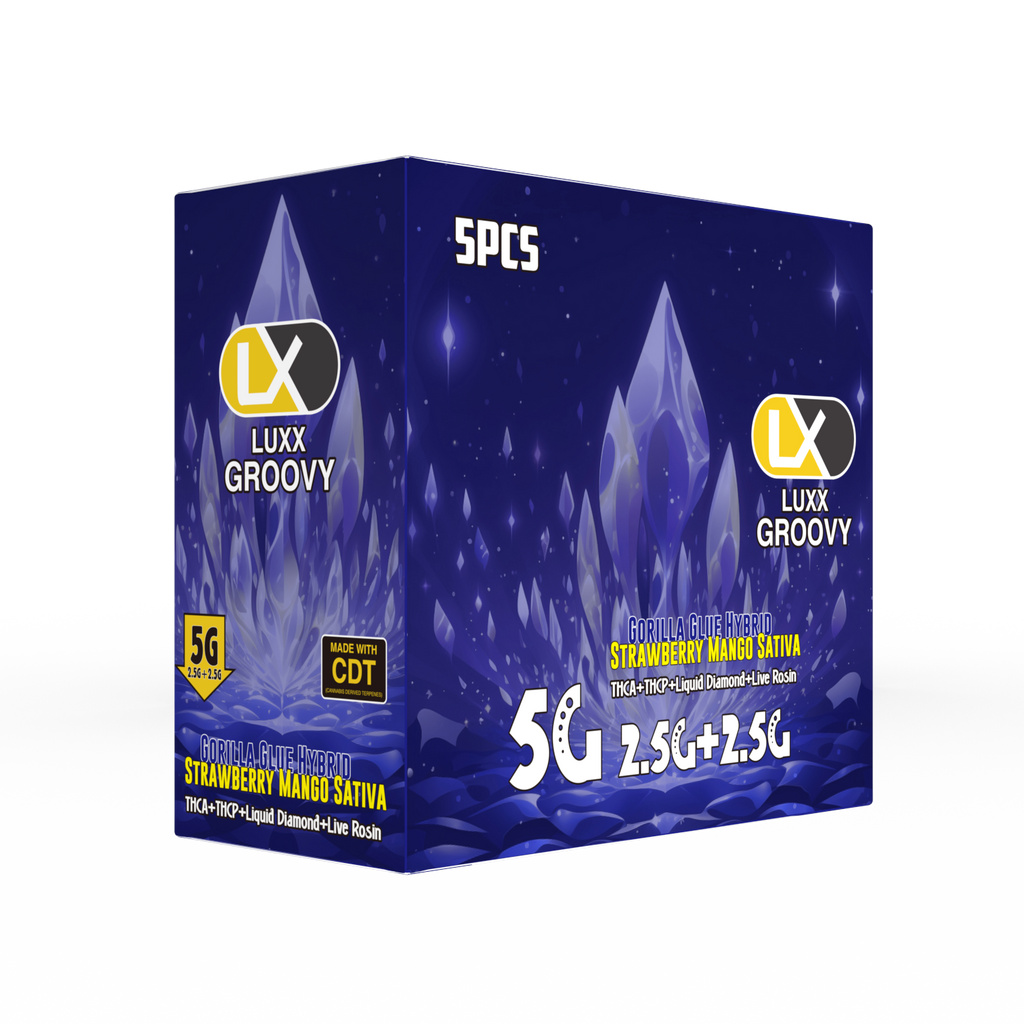 LUXX GROOVY DUAL FLAVOR 5000 MG - GORILLA GLUE + STRAWBERRY MANGO