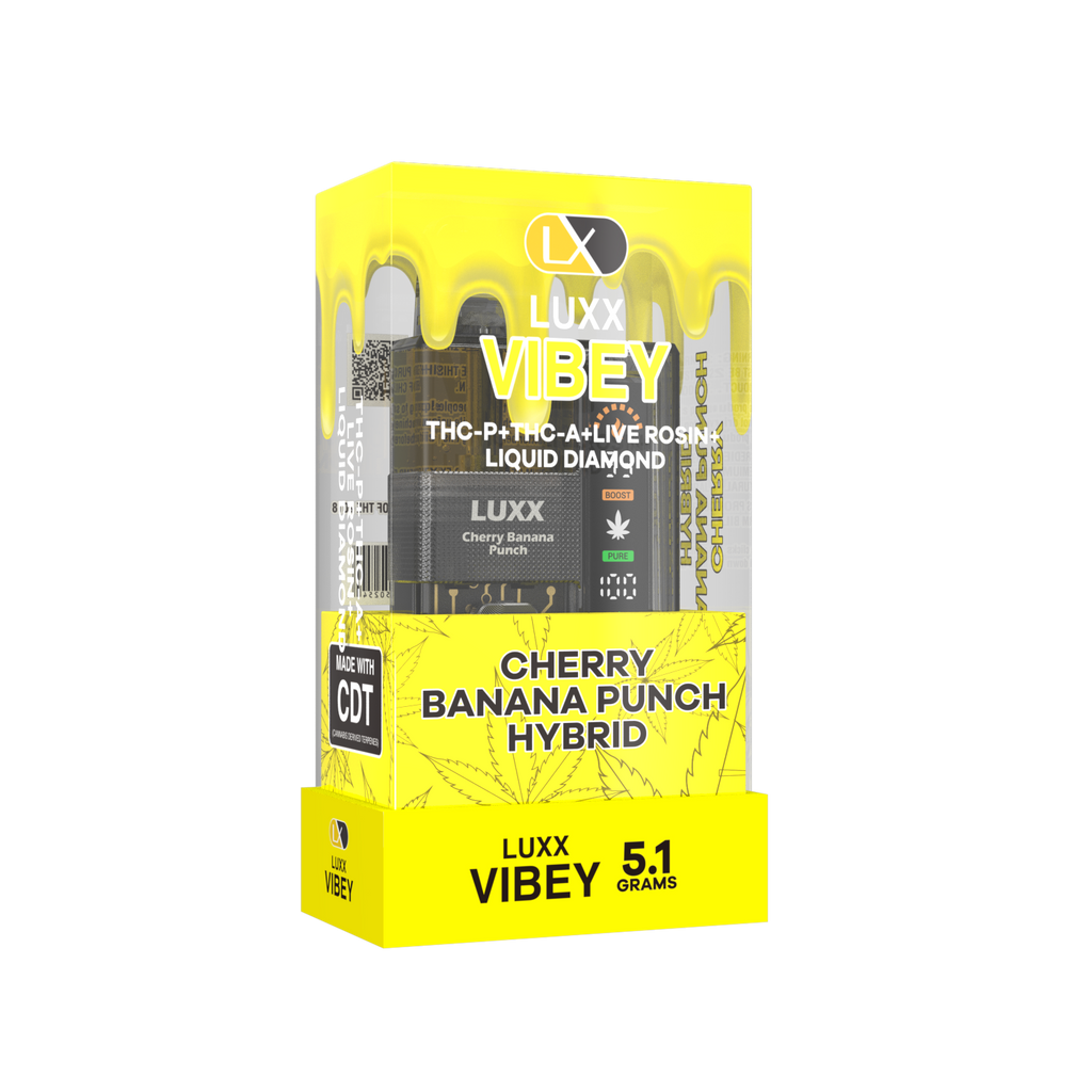 LUXX VIBEY 5.1GM THCP+THCA+LIVE RESIN+LIQUID DIAMOND - CHERRY BANANA