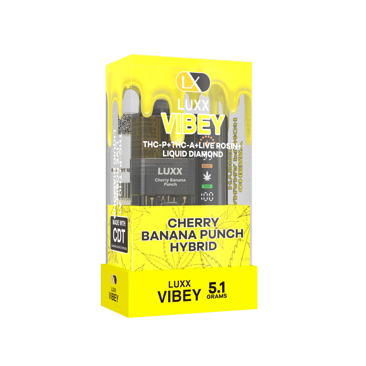 LUXX VIBEY 5.1GM THCP+THCA+LIVE RESIN+LIQUID DIAMOND - CHERRY BANANA