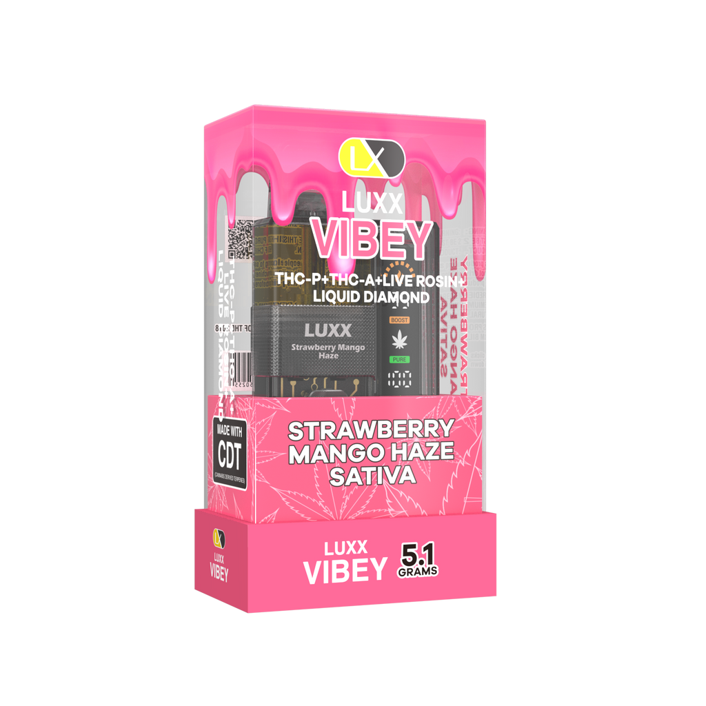 LUXX VIBEY 5.1GM THCP+THCA+LIVE RESIN+LIQUID DIAMOND - STRAWBERRY MANGO HAZE