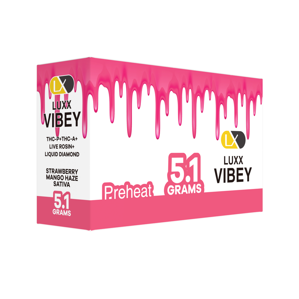 LUXX VIBEY 5.1GM THCP+THCA+LIVE RESIN+LIQUID DIAMOND - STRAWBERRY MANGO HAZE