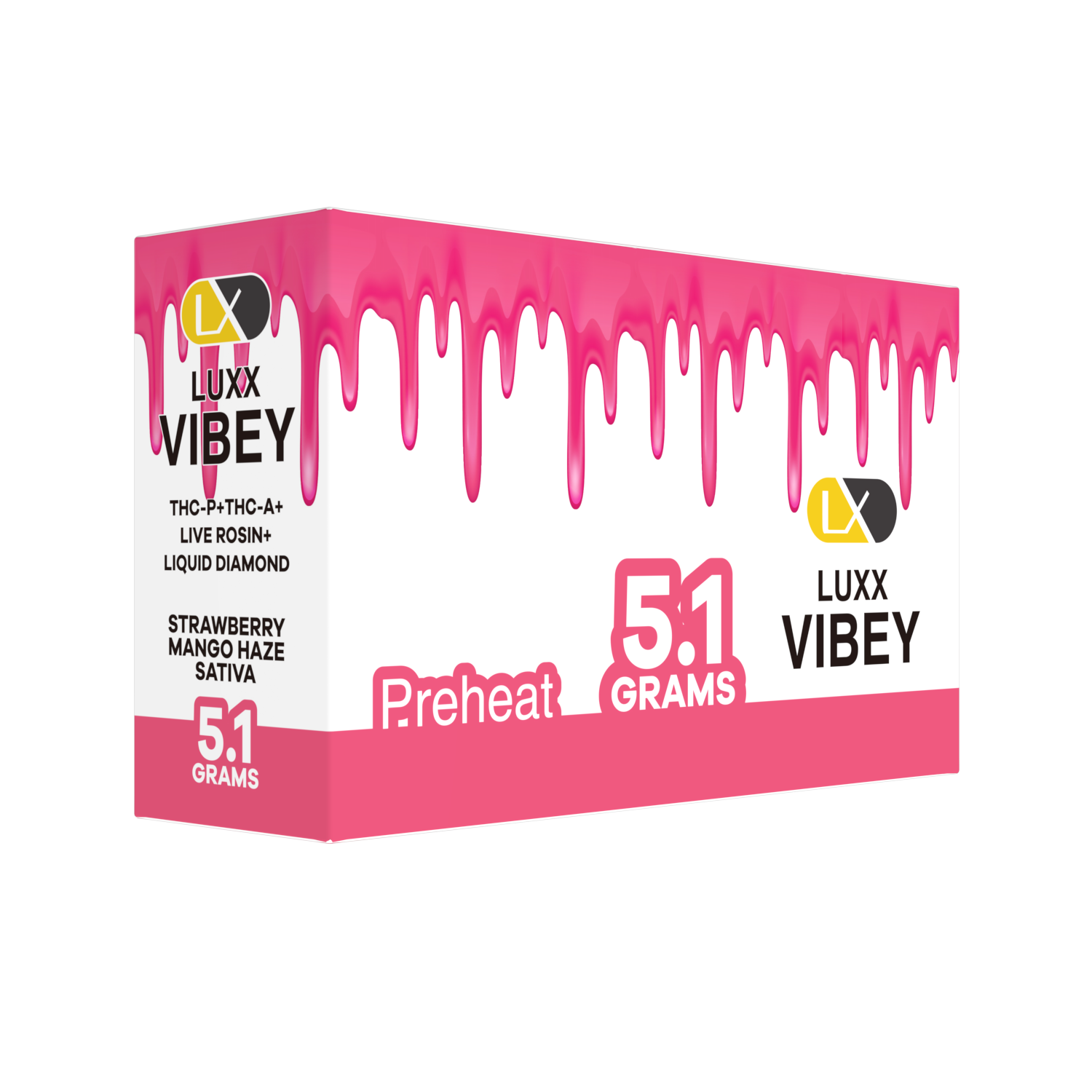 LUXX VIBEY 5.1GM THCP+THCA+LIVE RESIN+LIQUID DIAMOND - STRAWBERRY MANGO HAZE