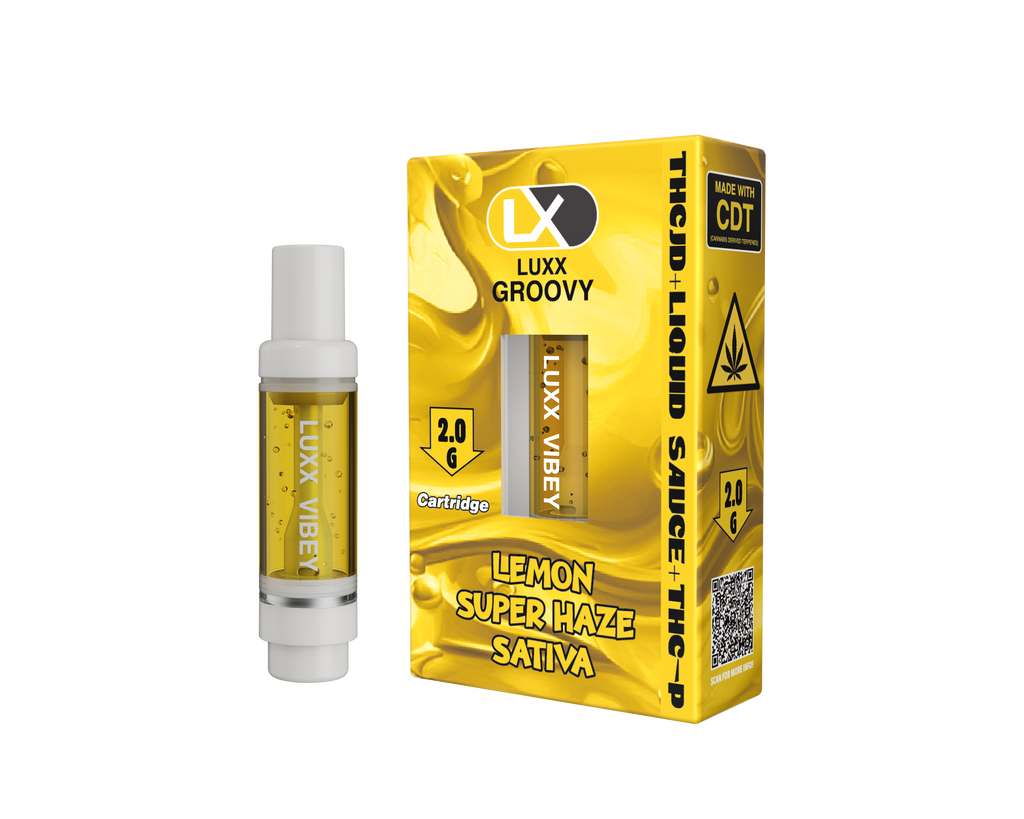 LUXX GROOVY 2GM CARTRIDGES THCJD + LIQUID SAUCE + THCP - LEMON SUPER HAZE