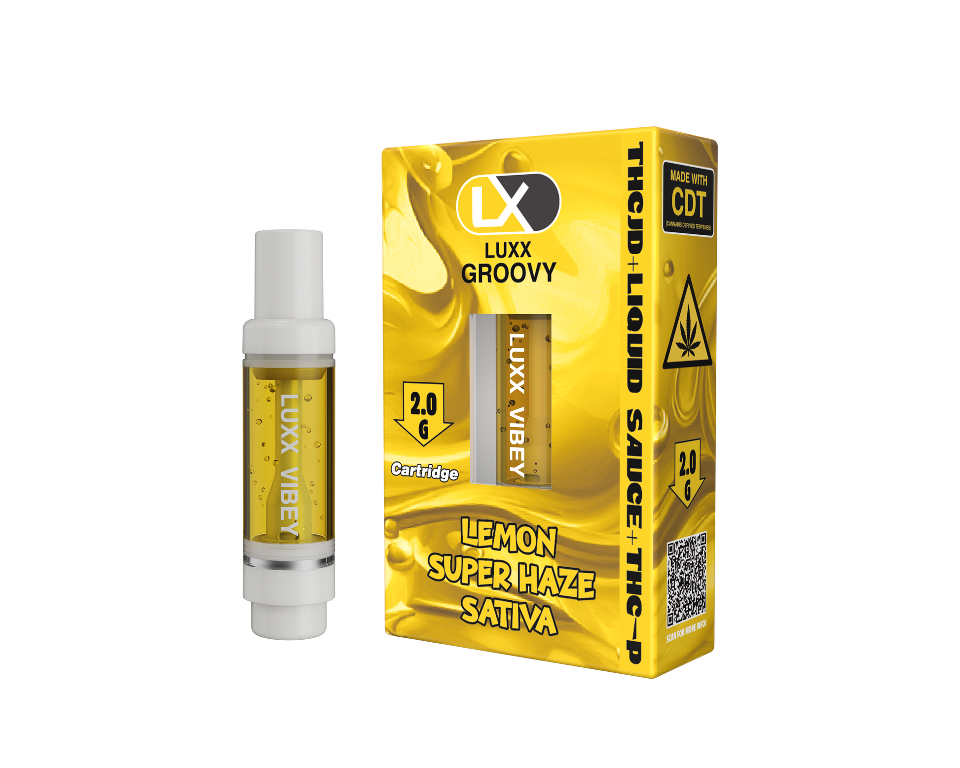 LUXX GROOVY 2GM CARTRIDGES THCJD + LIQUID SAUCE + THCP - LEMON SUPER HAZE