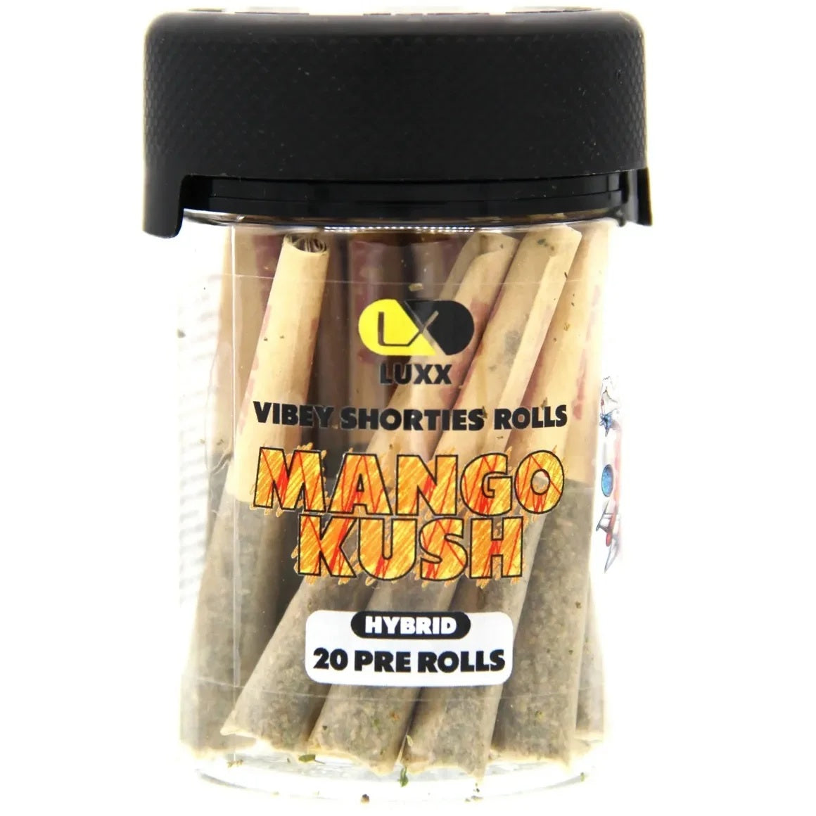 LUXX VIBEY THC-A SHORTIES 20 COUNT PRE ROLLS JAR- MANGO KUSH