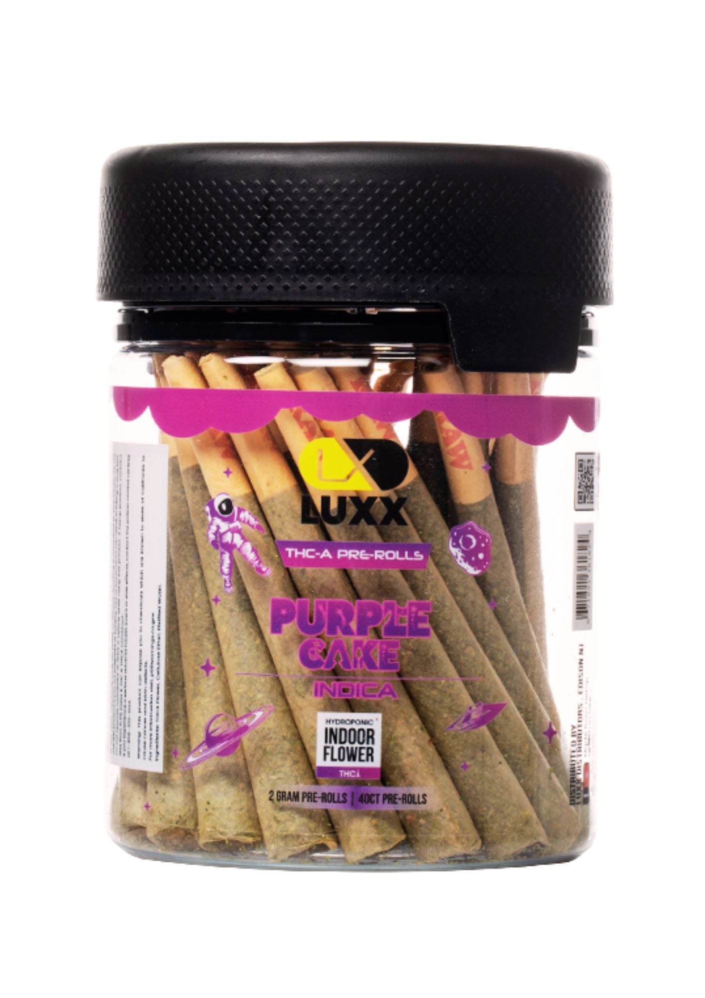 LUXX THC-A 40 COUNT 2GRAMS PRE-ROLLS JAR - PURPLE CAKE