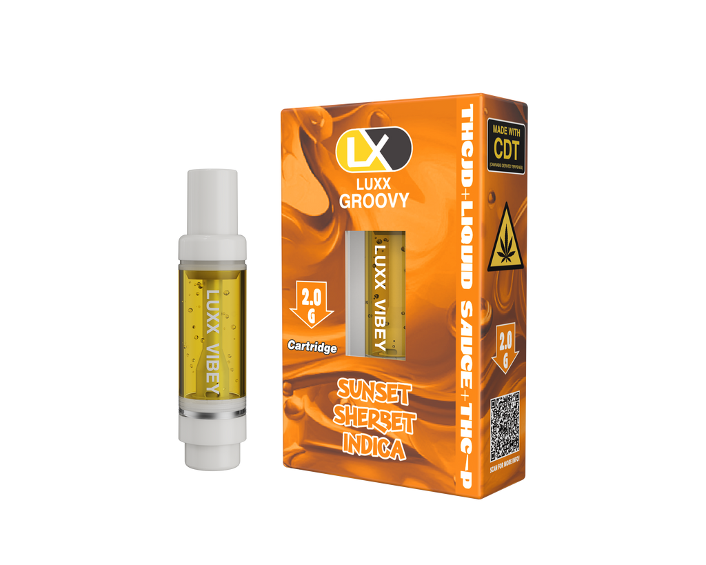 LUXX GROOVY 2GM CARTRIDGES THCJD + LIQUID SAUCE + THCP - SUNSET SHERBET