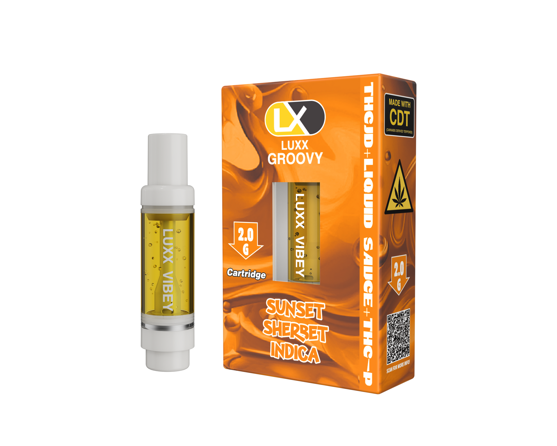 LUXX GROOVY 2GM CARTRIDGES THCJD + LIQUID SAUCE + THCP - SUNSET SHERBET