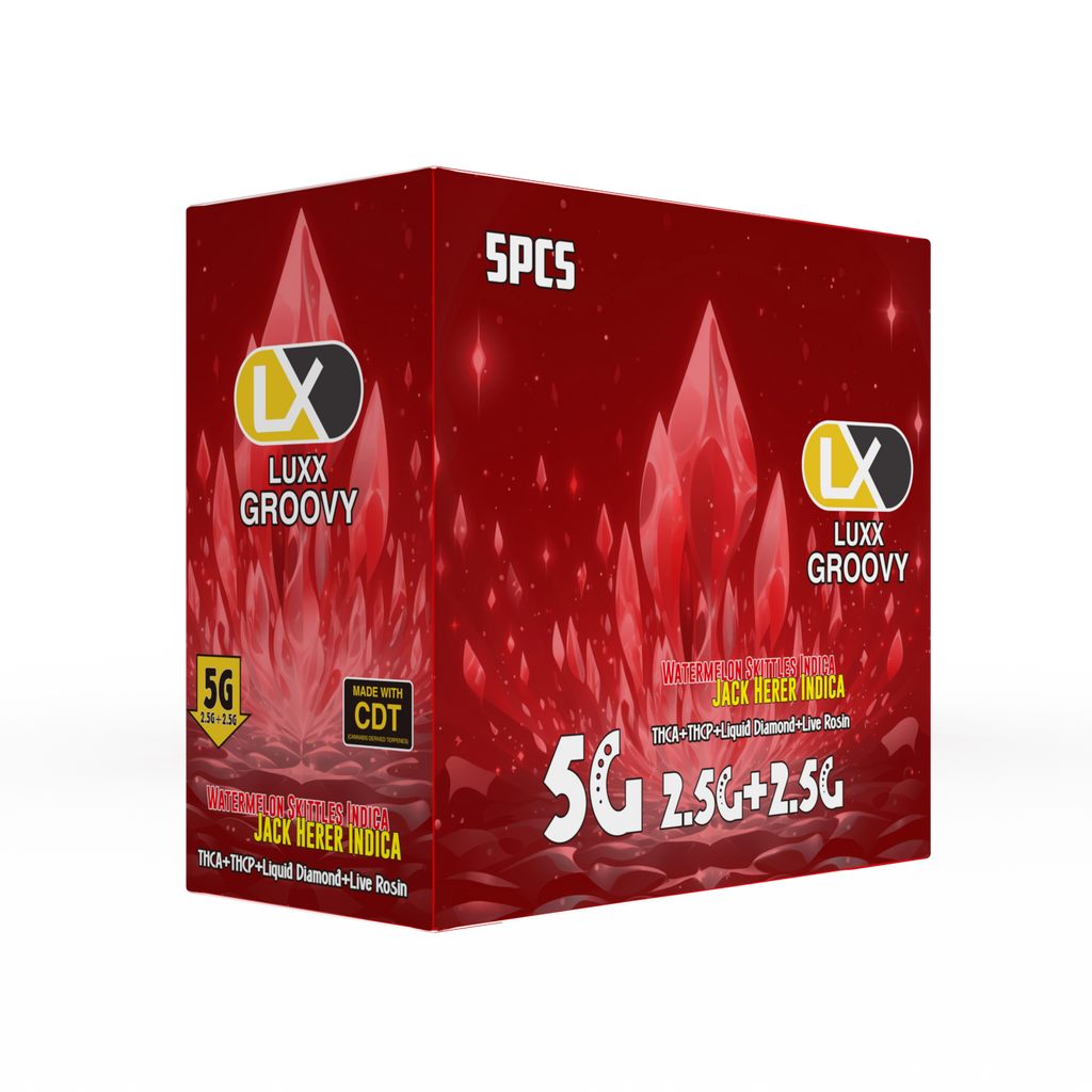 LUXX GROOVY DUAL FLAVOR 5000 MG - WATERMELON SKITTLES + JACK HERER