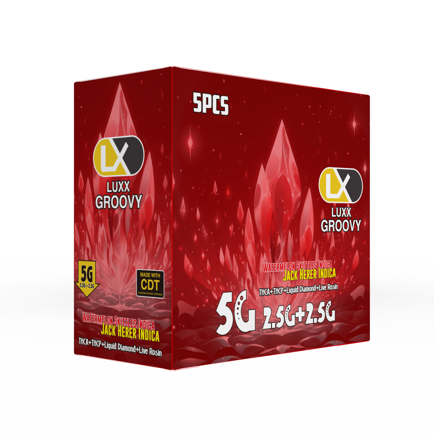 LUXX GROOVY DUAL FLAVOR 5000 MG - WATERMELON SKITTLES + JACK HERER